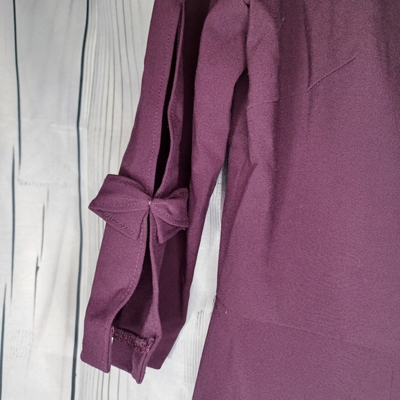 Tahari Arthur Levine 3/4 sleeve Womens 8 Dress Purple Pleated - Picture 3 of 16